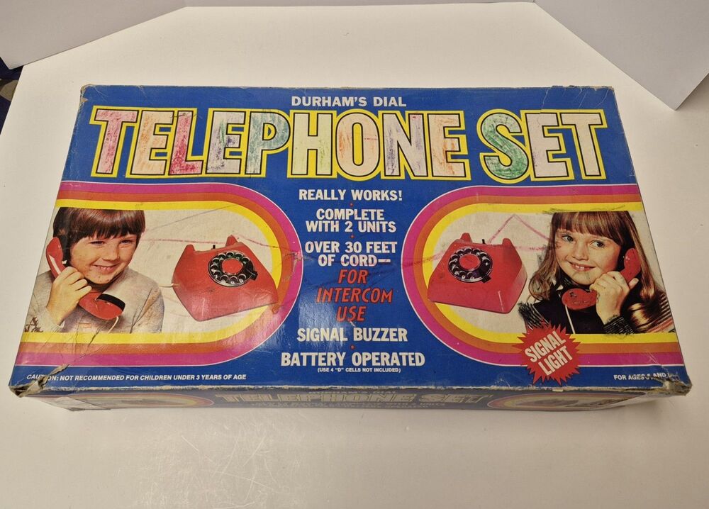 Rare Vintage Durham's Dial Telephone Set toy intercom Phone Not Working